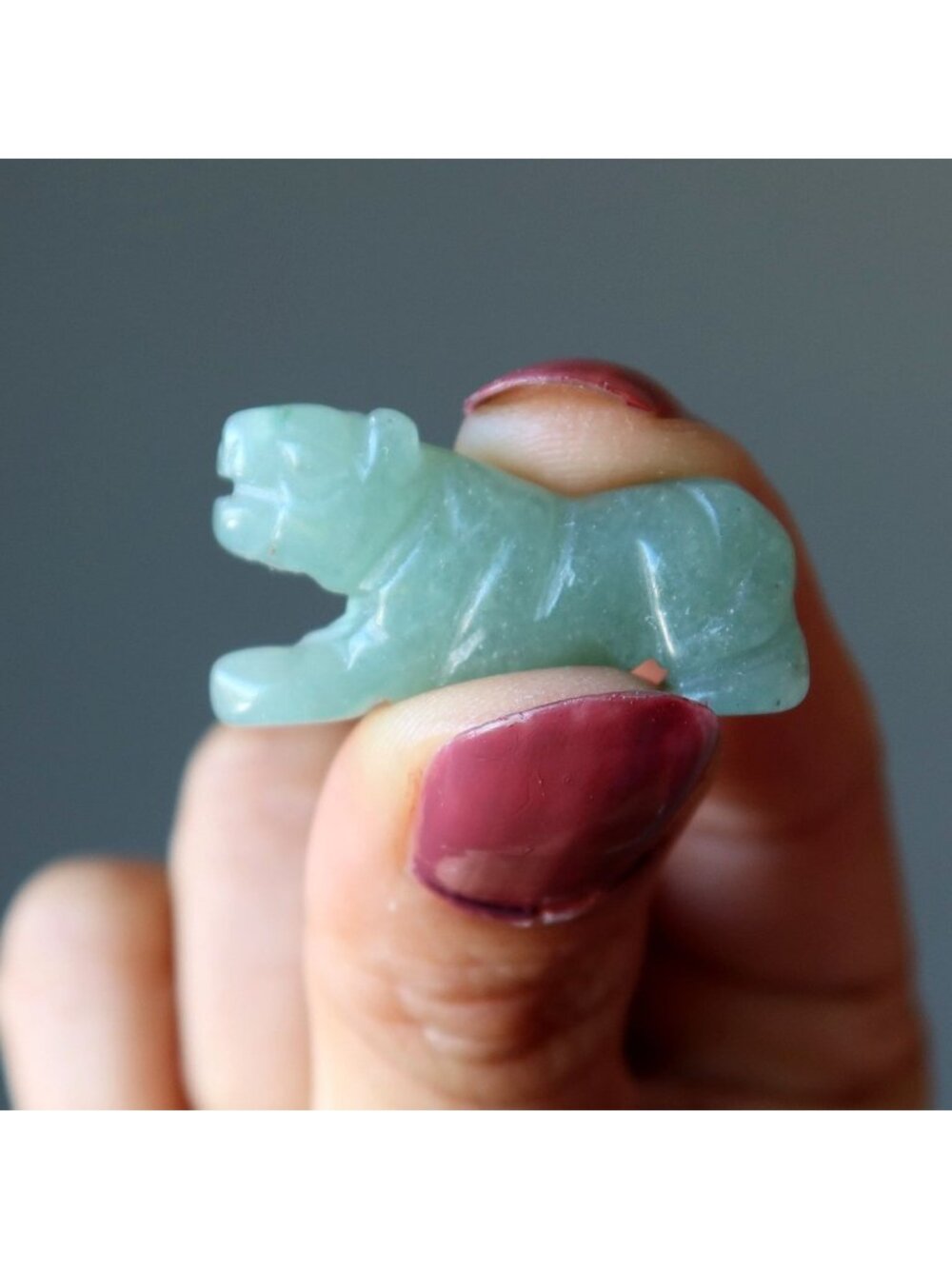 Green Aventurine Tiger 1" Miniature Animal Abundance